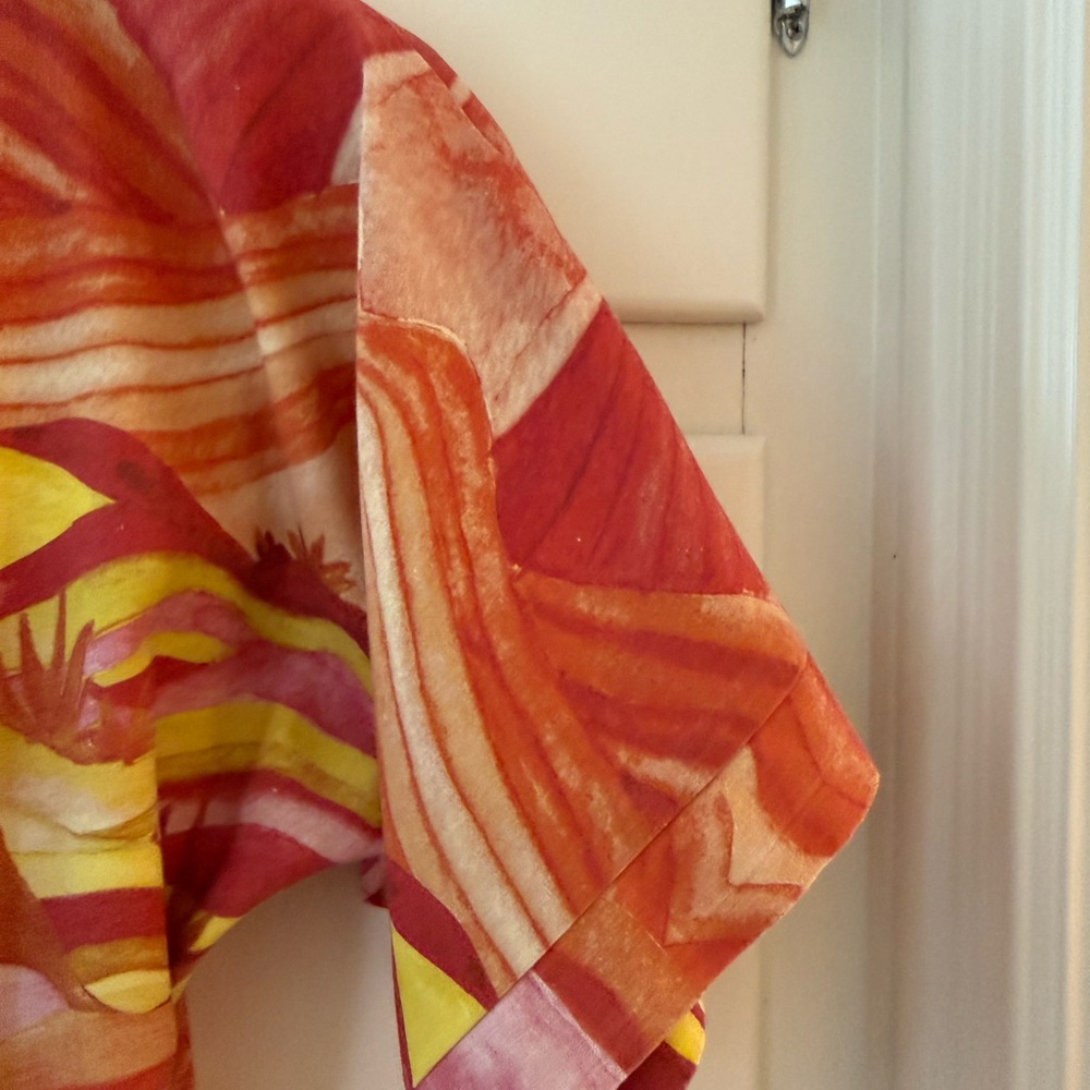 Andrea Iyamah Red, Pink, Yellow Wave-Print Midi Dress - Picture 4 of 4